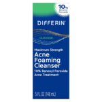 Differin Acne Face Wash with 10% Benzoyl Peroxide, Maximum Strength OTC Acne Foaming Cleanser