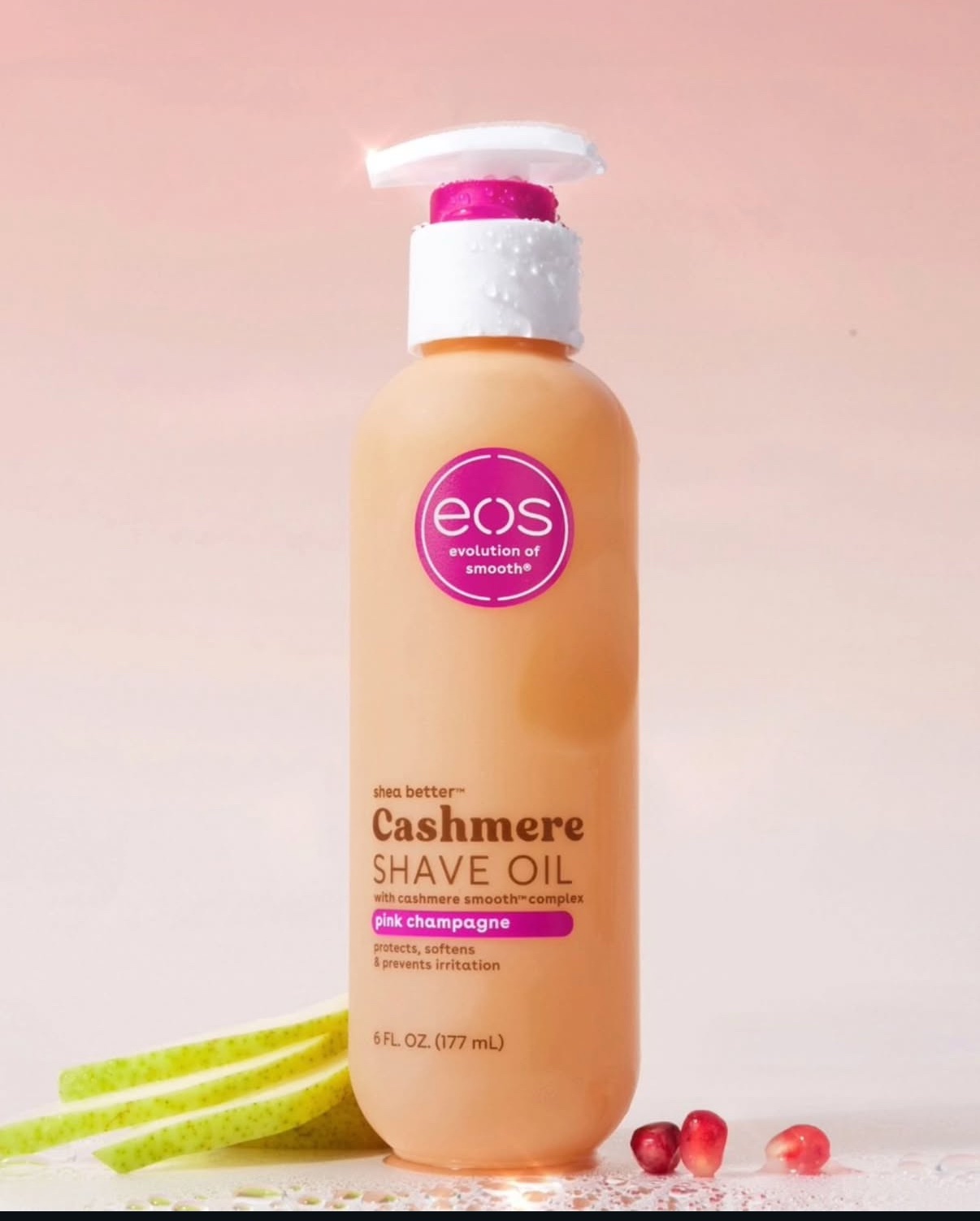 Eos cashmere pink champagne shave oil