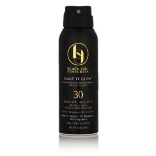Black girl make it glow face and body sunscreen spray