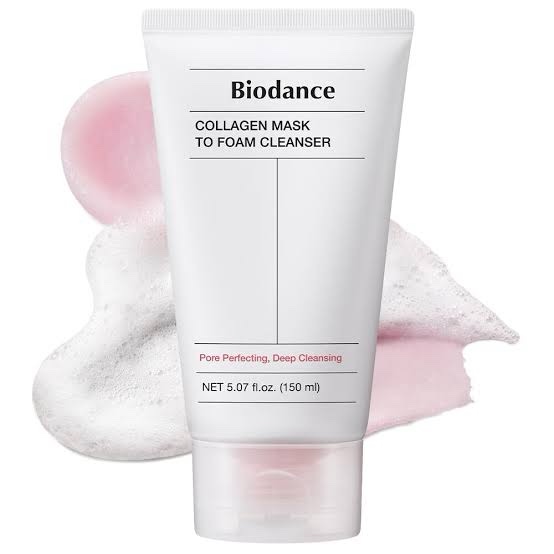 Biodance collagen mask to foam cleanser